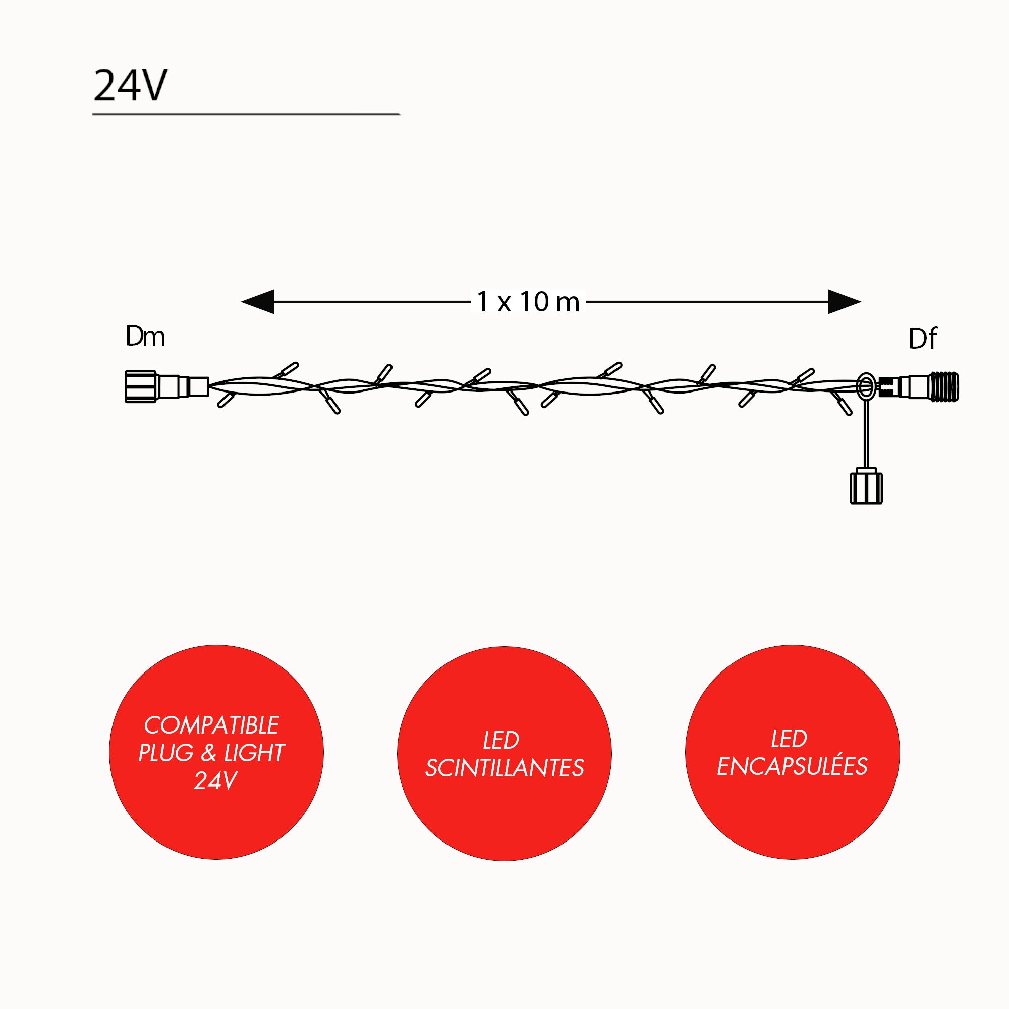 Guirlande Titan fixe L10m - 24V